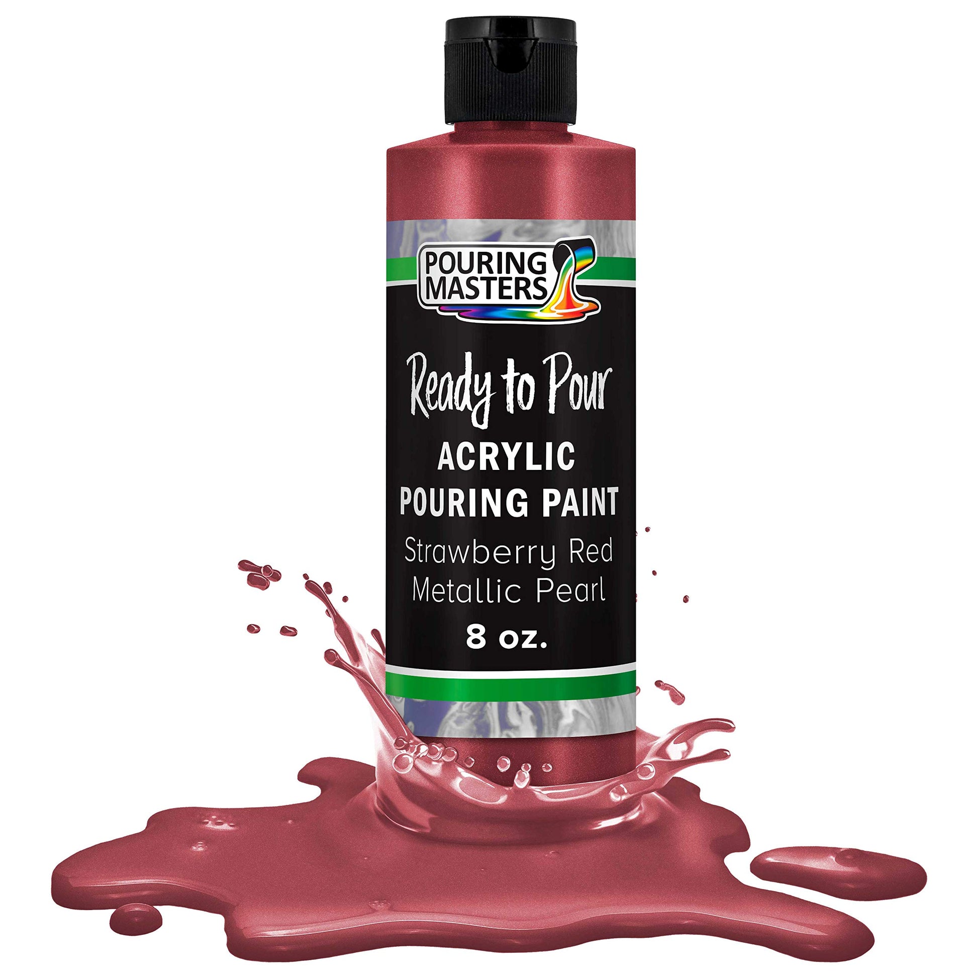 Pouring Masters Strawberry Red Metallic Pearl Acrylic Ready To Pour Pouring Paint - Premium 8-Ounce Pre-Mixed Water-Based - For