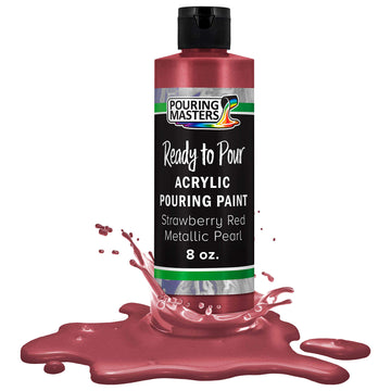 Pouring Masters Strawberry Red Metallic Pearl Acrylic Ready To Pour Pouring Paint - Premium 8-Ounce Pre-Mixed Water-Based - For