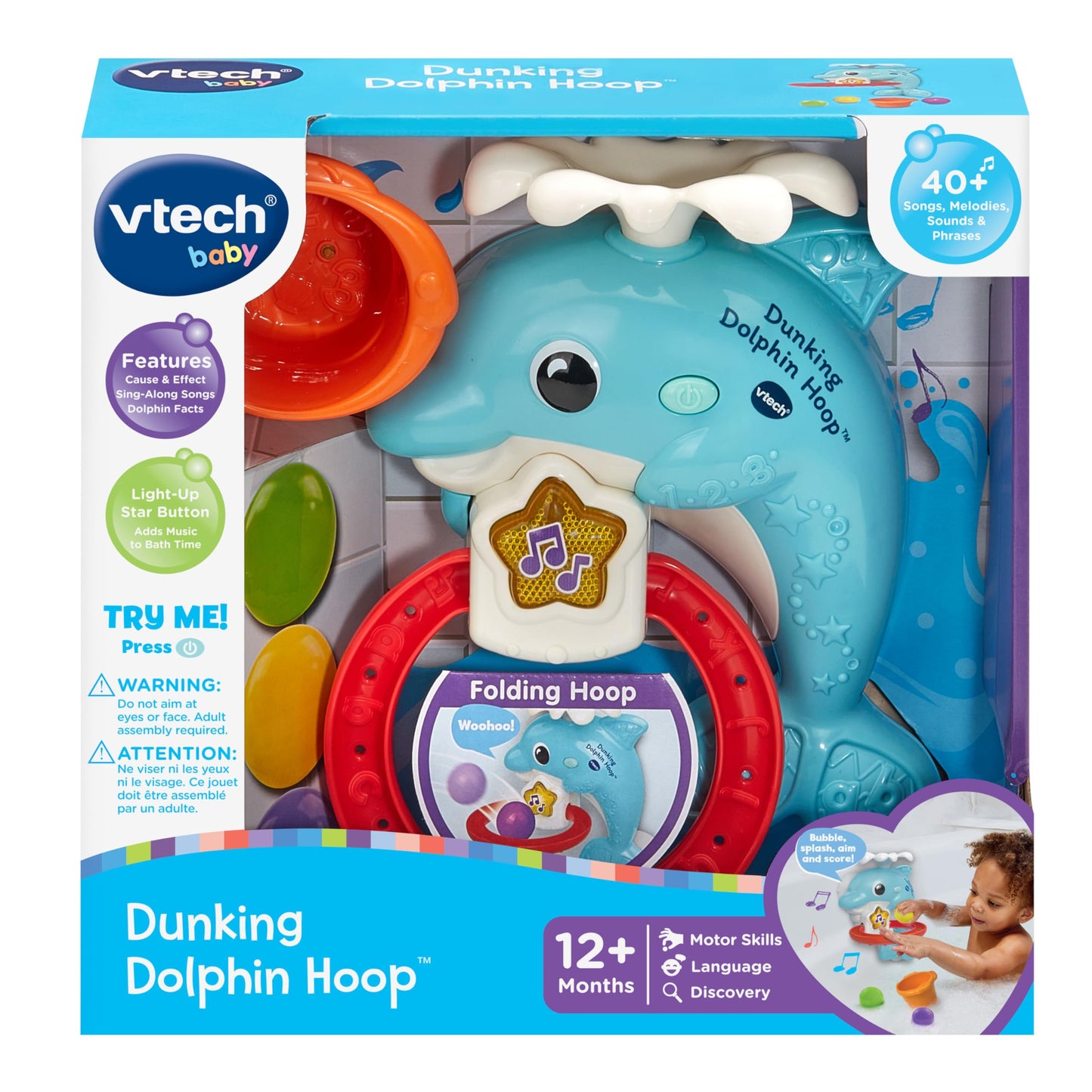 VTech Dunking Dolphin Hoop Bath Toy for Toddlers