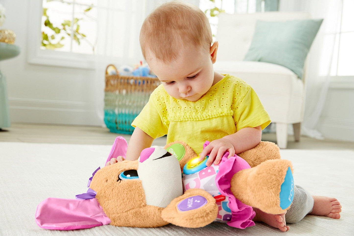 Fisher-Price Baby & Toddler Toy Laugh & Learn Smart Stages Sis Musical Plush with Lights & Phrases for Infants Ages 6+ Months