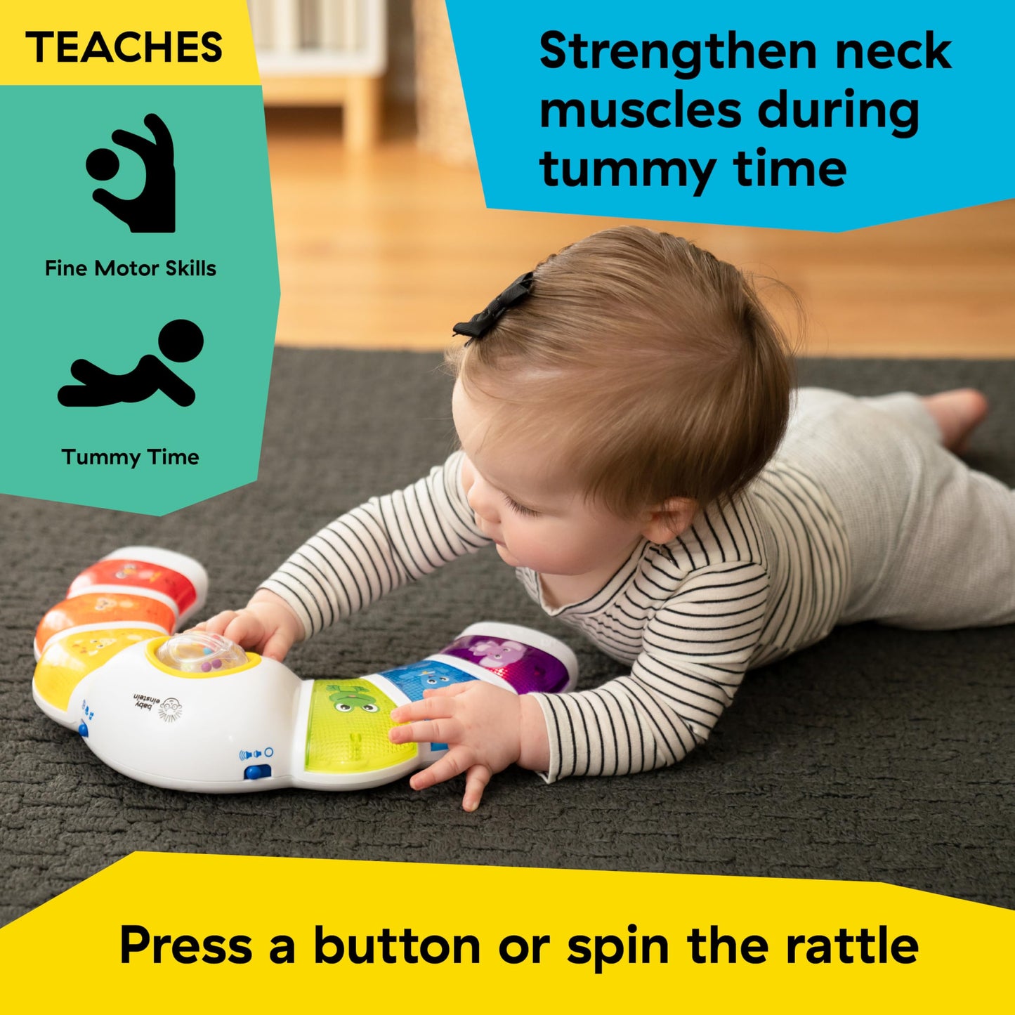 Baby Einstein Glow & Discover Light Bar Musical Toy, Activity Station, Sitting Up and Tummy Time Toy, Color and Animal Learning