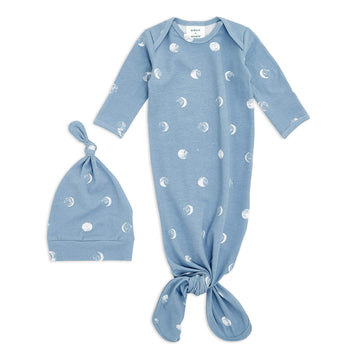 Aden + Anais Comfort Knit Knotted Newborn Baby Gown And Hat, Super Soft Cotton With Spandex, Infant Gown With Fold Over Mitten C