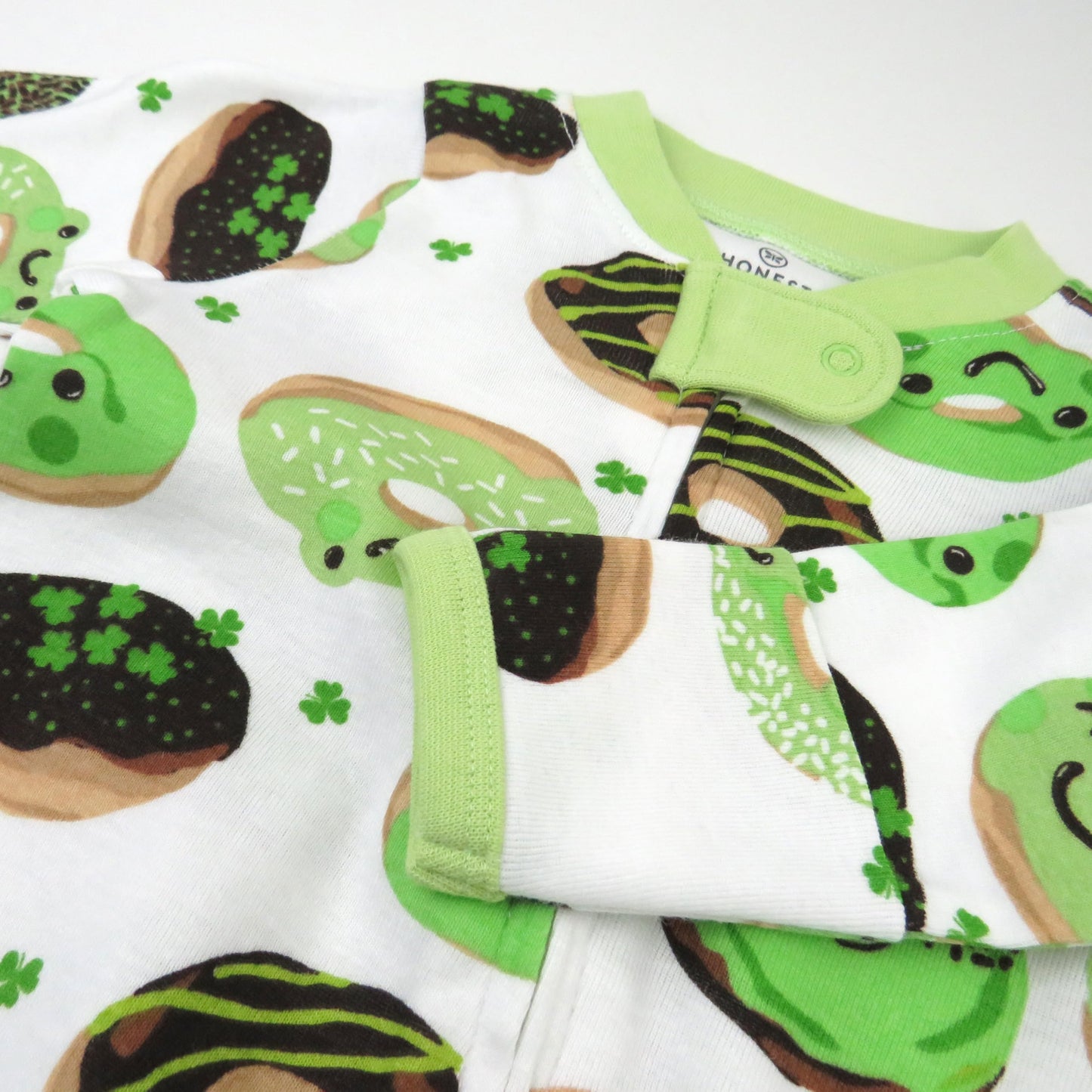 Honestbaby Baby Celebration Sleep & Play Footed One-Piece Pajama Sleeper 100% Organic Cotton, Shamrock Sprinkles