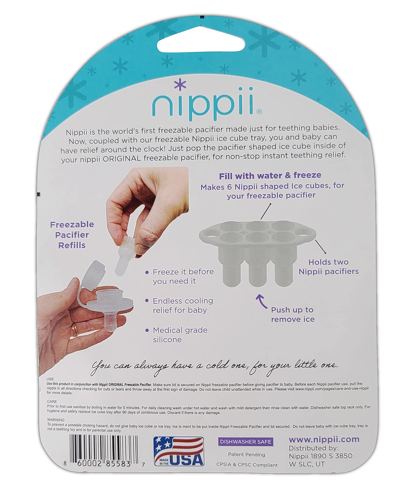 Nippii Ice Cube Tray for Freezable Teether Pacifier - BPA Free Silicone Ice Cube Trays for Freezer - Designed to Fit Nippii Teet