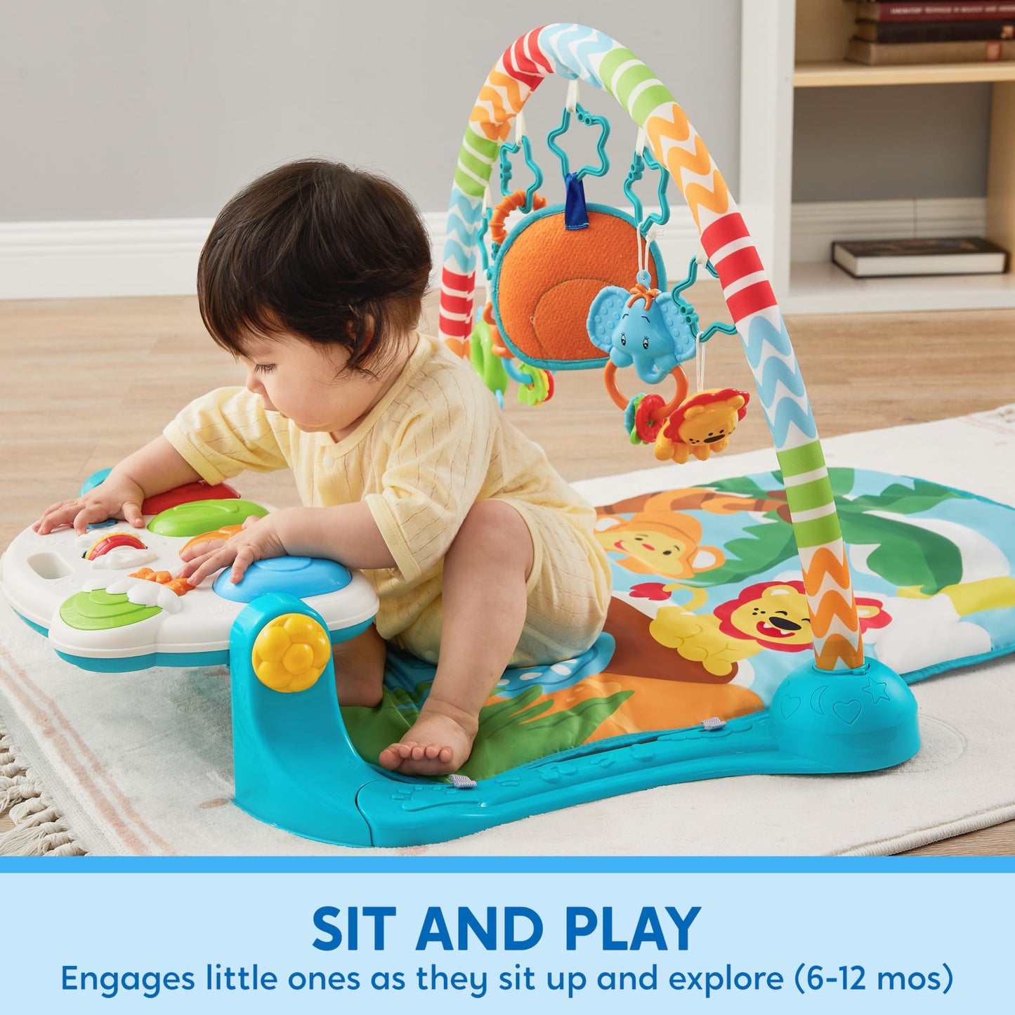 Syncfun Baby Play Mat, Tummy Time Mat Toys, Baby Musical Learning Toys 0-6 Months, Adorable Animal-Themed Play Gym With Piano Pa