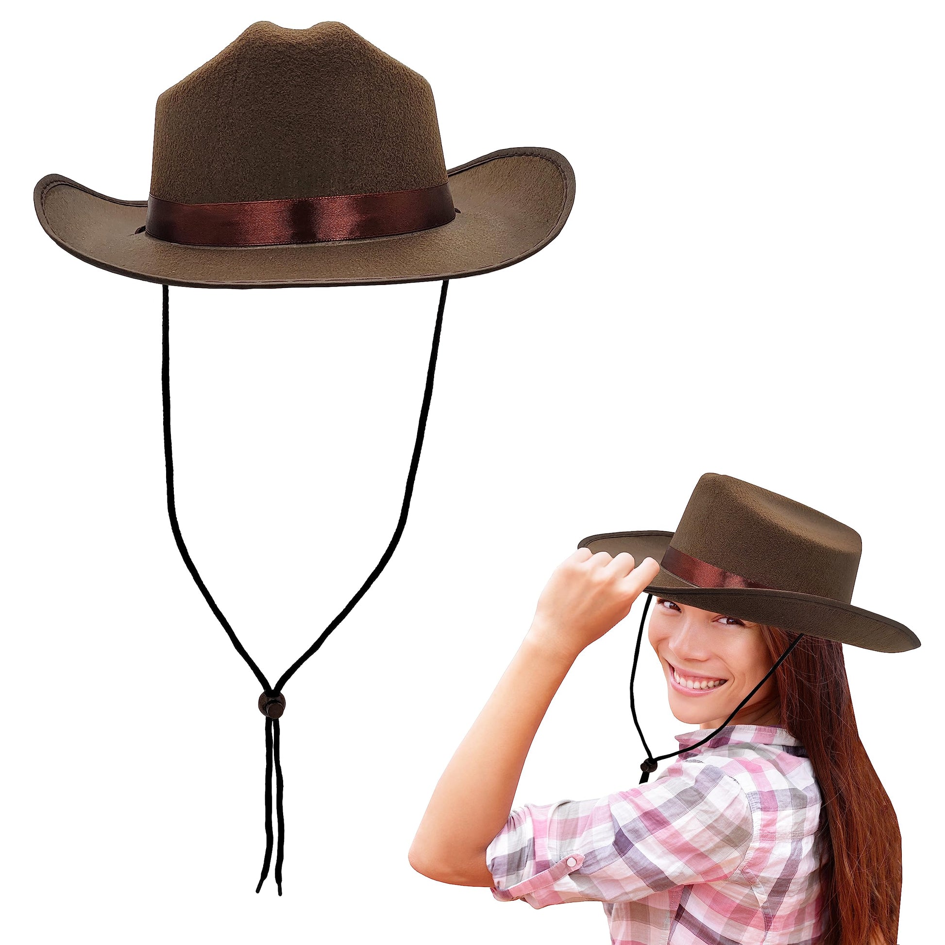 The Dreidel Company Cowboy Hat Western Hat, Dress Up Costume Clothes For Kids, Pretend Play, Party Favors (Dark Brown Cowboy Hat