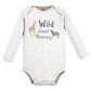 Touched By Nature Unisex Baby Organic Cotton Long-Sleeve Bodysuits, Boy Safari, 18-24 Months