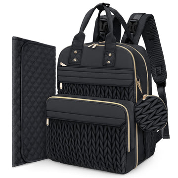 CandyHome Diaper Bag Backpack, Waterproof Stylish Baby Bag with Changing Pad, Large Capacity Travel Essentials Baby Diaper Bag w