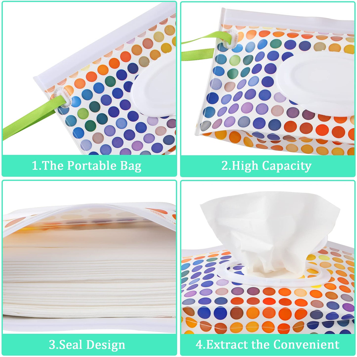 Febsnow 4 Pack Baby Wipe Dispenser, Portable Wet Wipe Holder Container, Reusable Wipes Dispenser Cases, Lightweight Travel Wet W