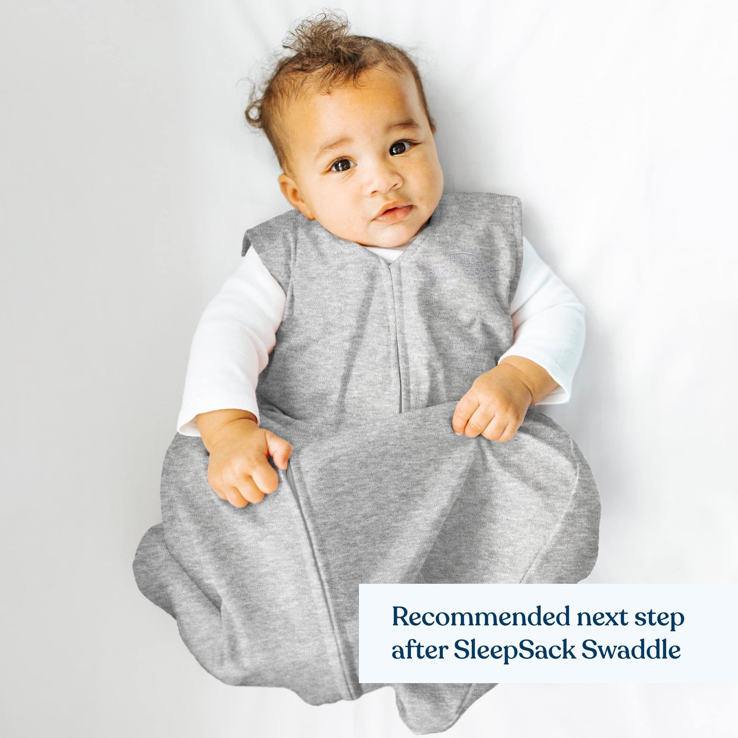 HALO SleepSack, 100% Cotton Wearable Blanket, Swaddle Transition Sleeping Bag, TOG 0.5, Heather Grey, Large, 12-18 Months