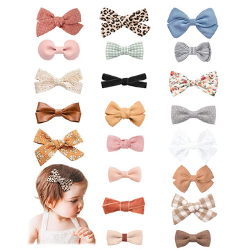 Jesries 21 Pack Baby Girls Hair Clips Bows Fully Lined Non Slip Barrettes For Fine Handmade Hair Accessories For Newborn Infant