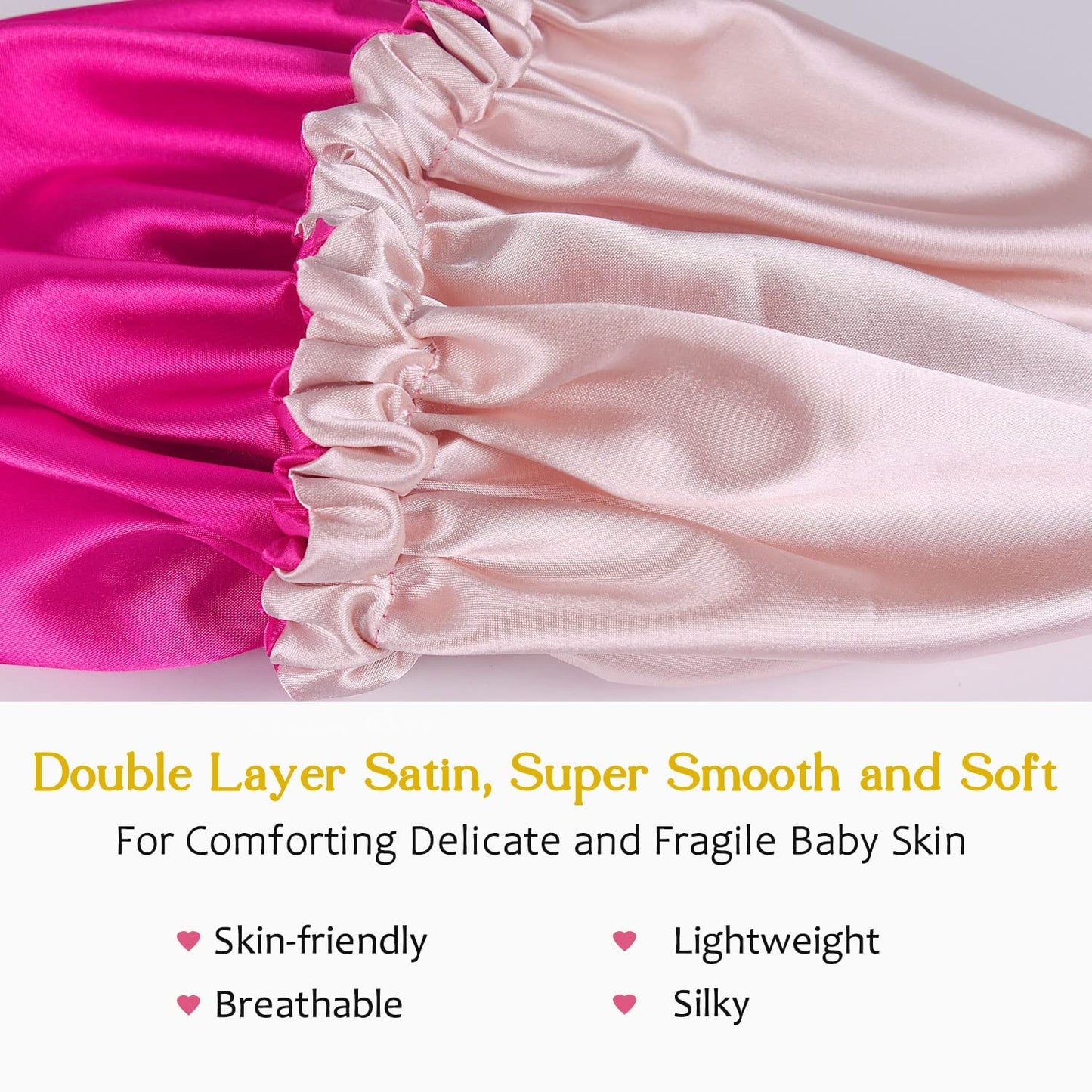 Yanibest Baby Satin Bonnet Sleep Cap For Curly Hair - Double Layer Reversible Adjustable Silky Satin Cap For Infant Toddler Chil