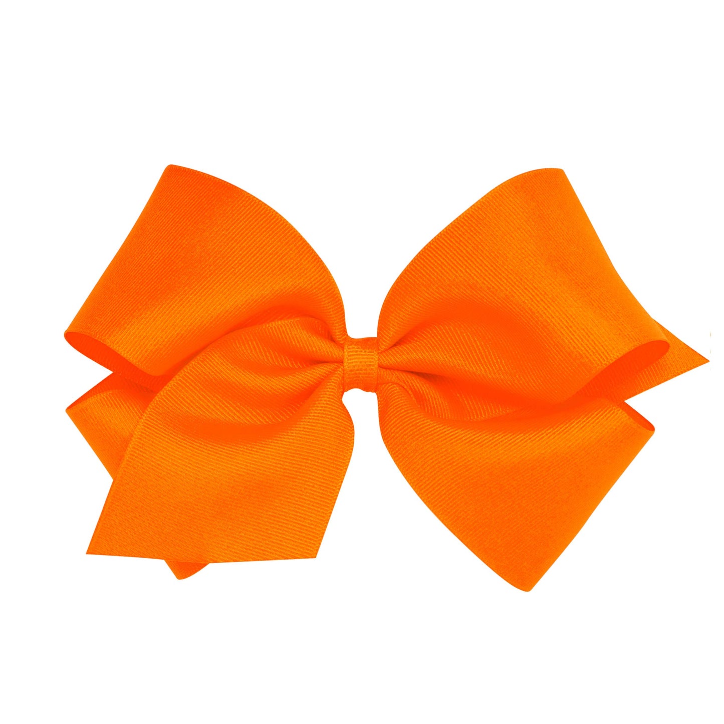 Wee Ones Girls' Classic Grosgrain Hair Bow With Plain Wrap Center On A Weestay Hair Clip, Handmade, King Sized Bow, Orange