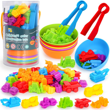 Counting Transportation Color Sorting Toys for Toddlers 1-3,Montessori STEM Sensory Preschool Toddler Educational Activities Lea