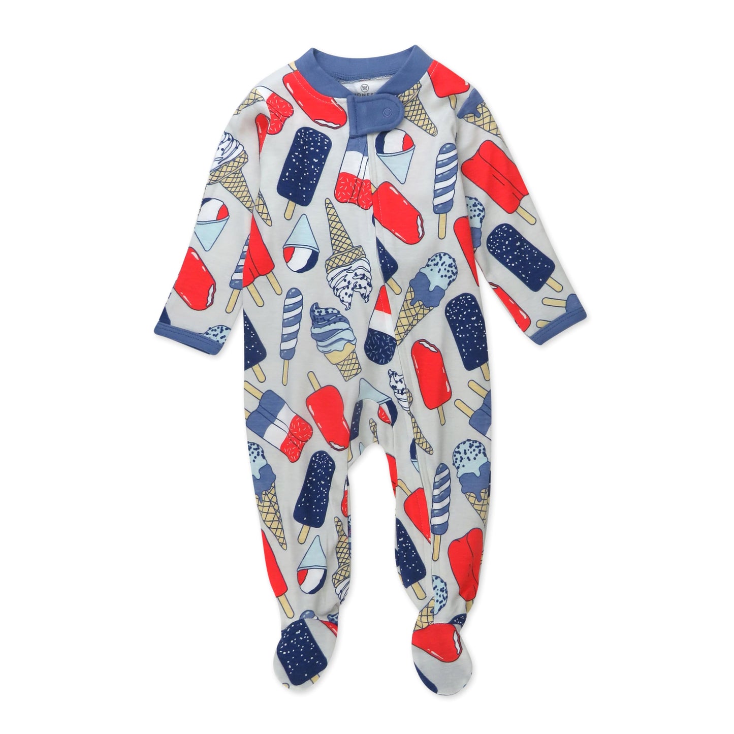 Honestbaby Baby Celebration Sleep & Play Footed One-Piece Pajama Sleeper 100% Organic Cotton, Ice Cream Independence, 3-6 Months