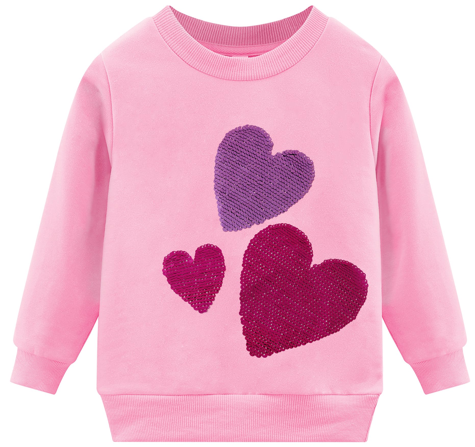 Akyzic Baby Girl Sweatshirt Heart Print Valentines Day Outfit Kids Sweaters Tops Pullover Toddler Long Sleeve Crewneck Heart Shi