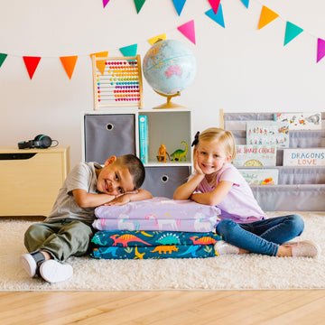 Wildkin Kids Nap Mat Cover - Soft, Sewn-In Flap, Durable & Fits 1.5' Vinyl Sleep Mats - Trains, Planes & Trucks
