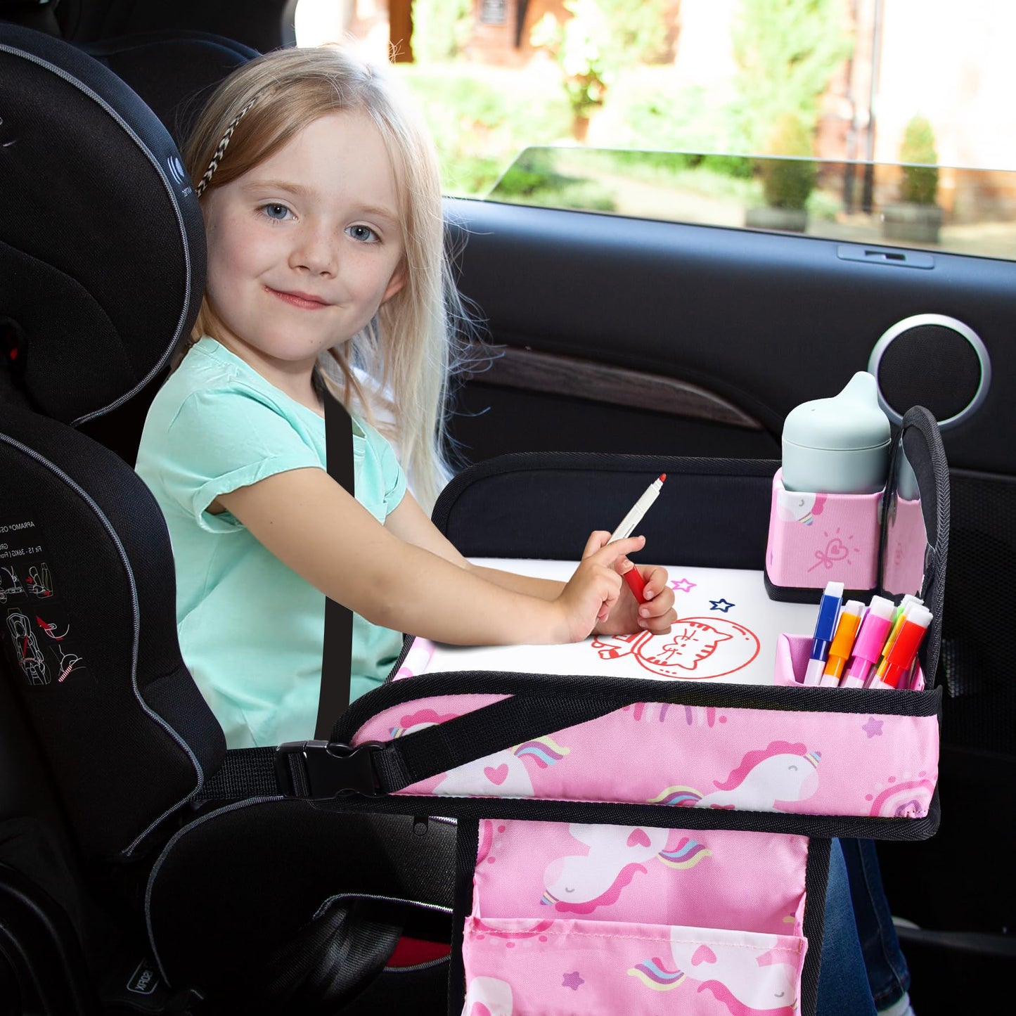 Wenrener Kids Travel Tray, Travel Tray For Kids Car Seat, Toddler Car Seat Lap Tray, Carseat Tray For Kids Travel, Carseat Table