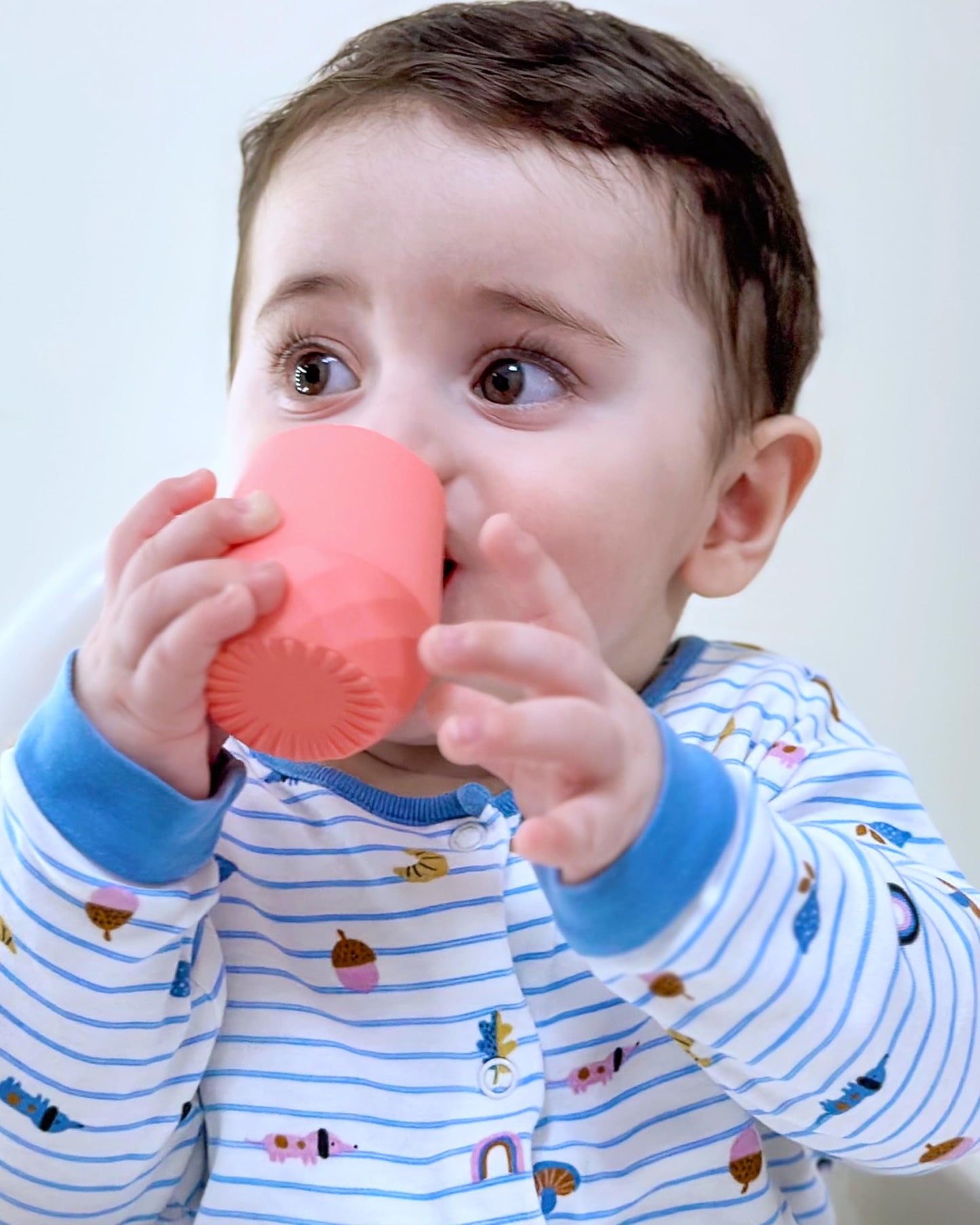 Teensy Peepsy 2 Pack Silicone Baby Cups 6-12 Months Infants, Tiny Cup For 4 Months+ Baby Girl Gift Set, Open Cup For Baby Led We