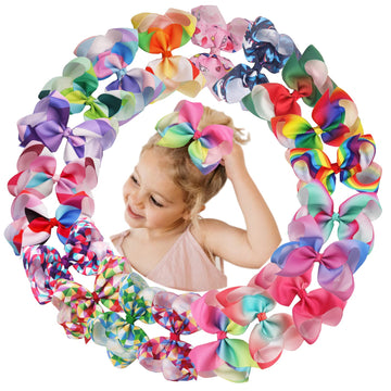 20 Colors 6Inch Large Big Hair Bows Grosgrain Ribbon Rainbow Alligator Clips Unicorn Hair Accessories For Baby Girls Toddlers Ki