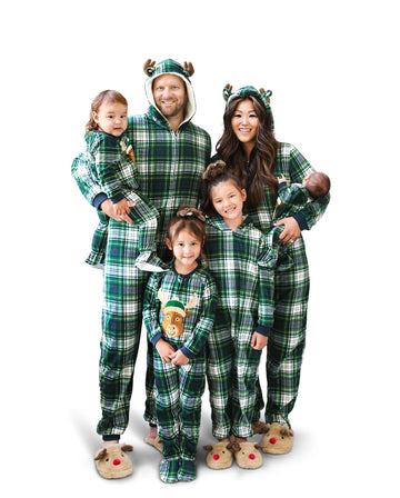 The Children'S Place 1 Piece Family Matching Christmas Holiday Fleece Pajamas Sets, Adult, Big Kid, Toddler, Baby, Moose Plaid,