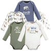 Touched By Nature Unisex Baby Organic Cotton Long-Sleeve Bodysuits, Boy Safari, 18-24 Months