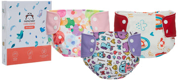 Mama Bear Reusable Cloth Diapers  Pack Of 3 Diapers, Freesize, For Baby 03 Yrs (Pink, Purple, Red)