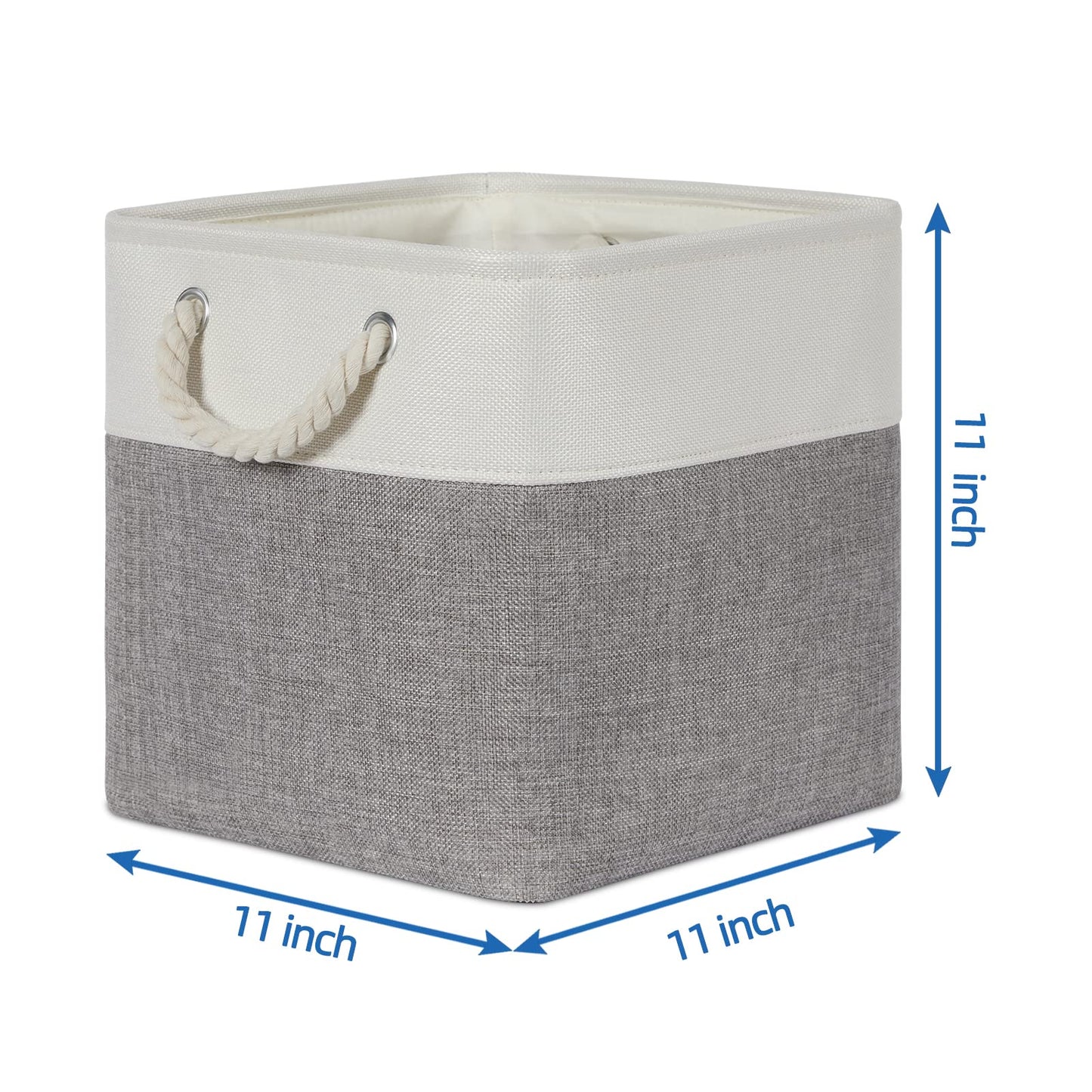 Temary Fabric Storage Baskets For Organizing, Grey Basket For Shelves, Collapsible Baskets With Handles For Shelves, Nursery, Cl