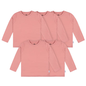 Gerber Baby Toddler 5-Pack Solid Long Sleeve T-Shirts Jersey 160 Gsm, Pink, 6-9 Months