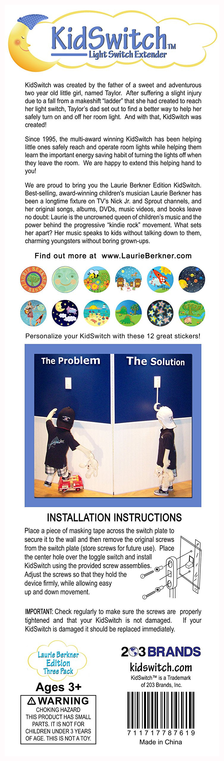 Kidswitch Lightswitch Extension For Toddlers - Sports Edition - 3 Count - Includes 6 Themed And 6 Blank Art Decals