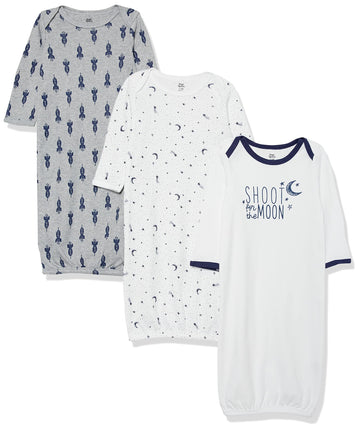 Yoga Sprout Cotton Gowns, 3 Pack, Moon, Preemie
