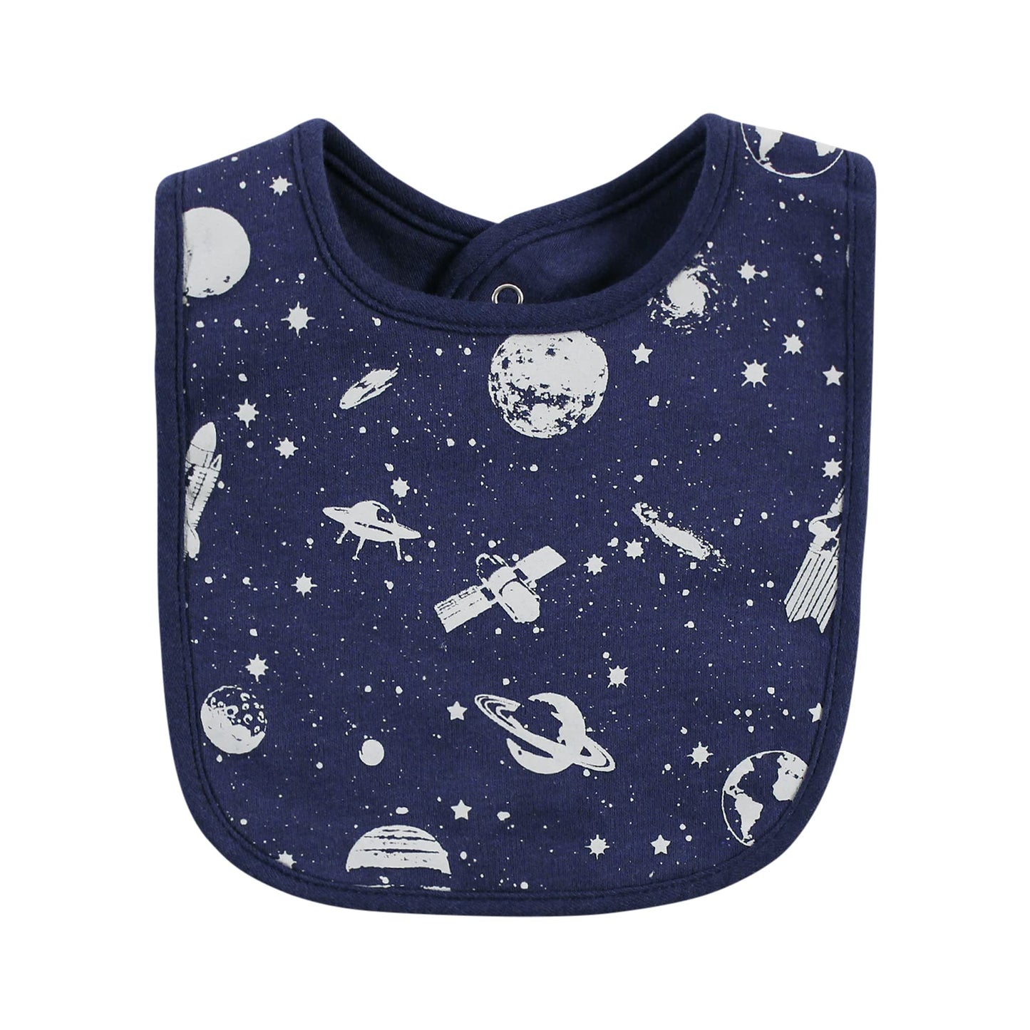 Hudson Baby Unisex Baby Cotton Bibs, Outer Space, One Size