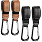 RUVALINO Leather Stroller Hooks for Diaper Bag and Stroller Organizer - Stroller Strap with Large Carabiner Clip for Bags - Acce