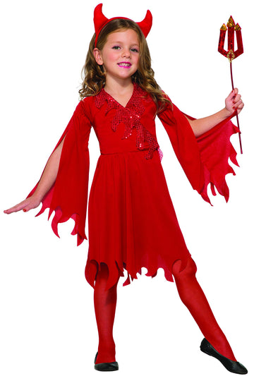 Forum Novelties Kids Delightful Devil Girl Value Costume, Red, Small