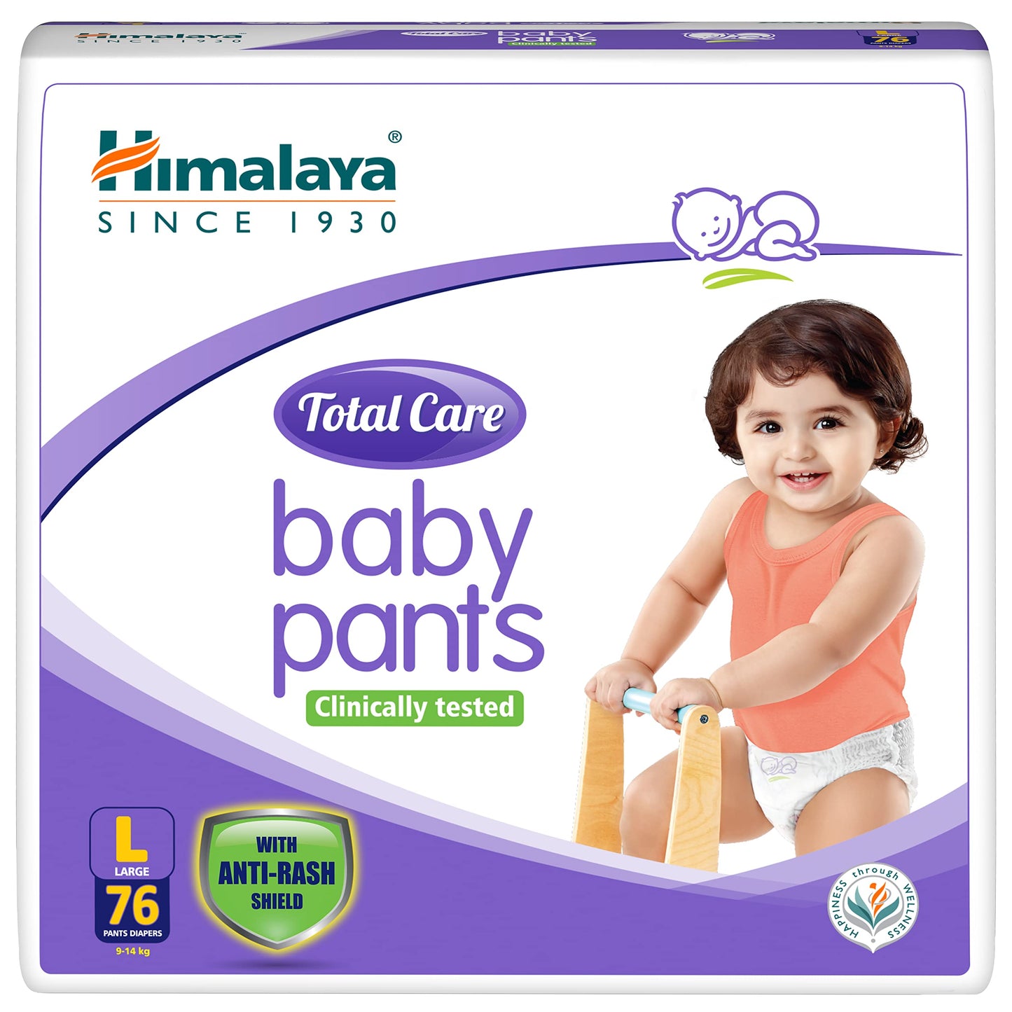 Himalaya Total Care Baby Pants Diapers, Large 76 Count, AntiRash Shield, 914 Kg, Rapid Absorption, Superior Comfort, Clinicall