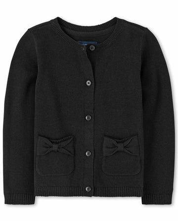 The Children'S Place Baby Girls And Toddler Bow Pocket Cardigan Sweater, Black, 4T Us
