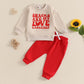 Nokpsedcb Baby Boy Girl Cute Letter Embroidery Long Sleeve Sweatshirt And Elastic Long Pants Toddler Valentine Outfits (Apricot
