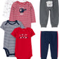 Simple Joys Baby Boys 6 piece Little Character sets Sleepwear, Red/Navy Bear, Newborn