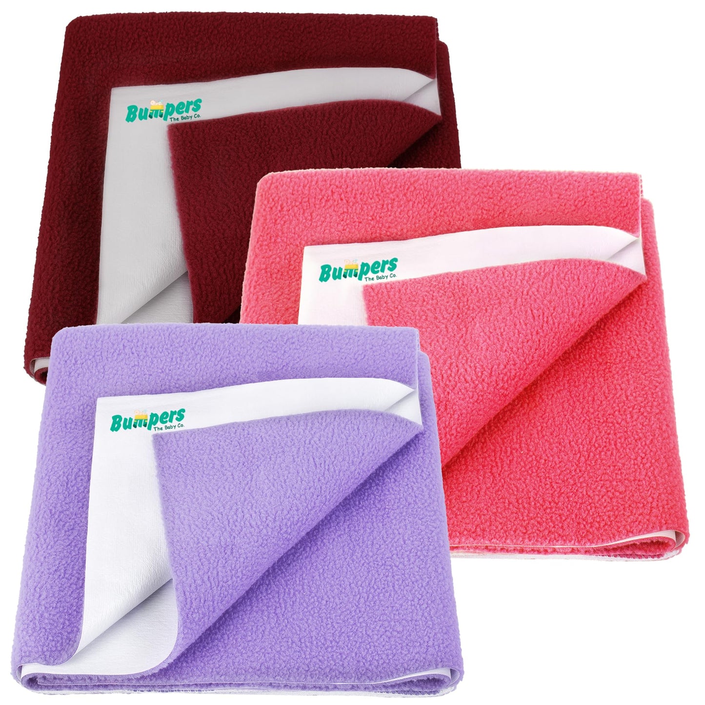 Bumpers AntiPiling Quick Dry & Absorbent Sheet Polycotton Baby Bed Protecting Waterproof Mat (Violet, Salmon Rose, Maroon, Smal