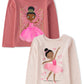 The Children'S Place Baby-Girls And Toddler Assorted Everyday Long Sleeve Graphic T-Shirts,Multipacks Dance Girl/Girl Princess 2