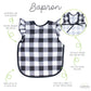 Bapronbaby Flutter White Buffalo Plaid Bapron - No Neck Tie Safer Bib For Baby& Toddler - Soft Waterproof Stain Resistant - Mach