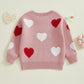 Nokpsedcb Baby Girl Cute Long Sleeve Heart Flowers Embroidery Oversized Sweater Toddler Valentine Outfit (Pink Heart, 9-12 Month