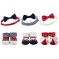 Hudson Baby Baby Girls Socks Giftset Headband, Red Navy, One Size Us