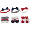 Hudson Baby Baby Girls Socks Giftset Headband, Red Navy, One Size Us