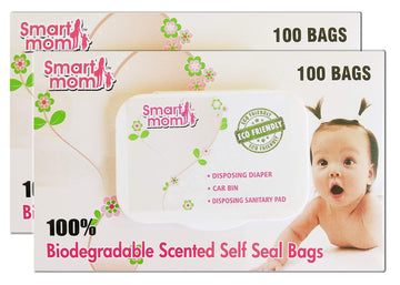 Lifekrafts Smart Mom Scented Disposable Diaper Disposal Bags | Eco-Friendly Compostable Garbage Bags For Baby Diapers, Sanitary 