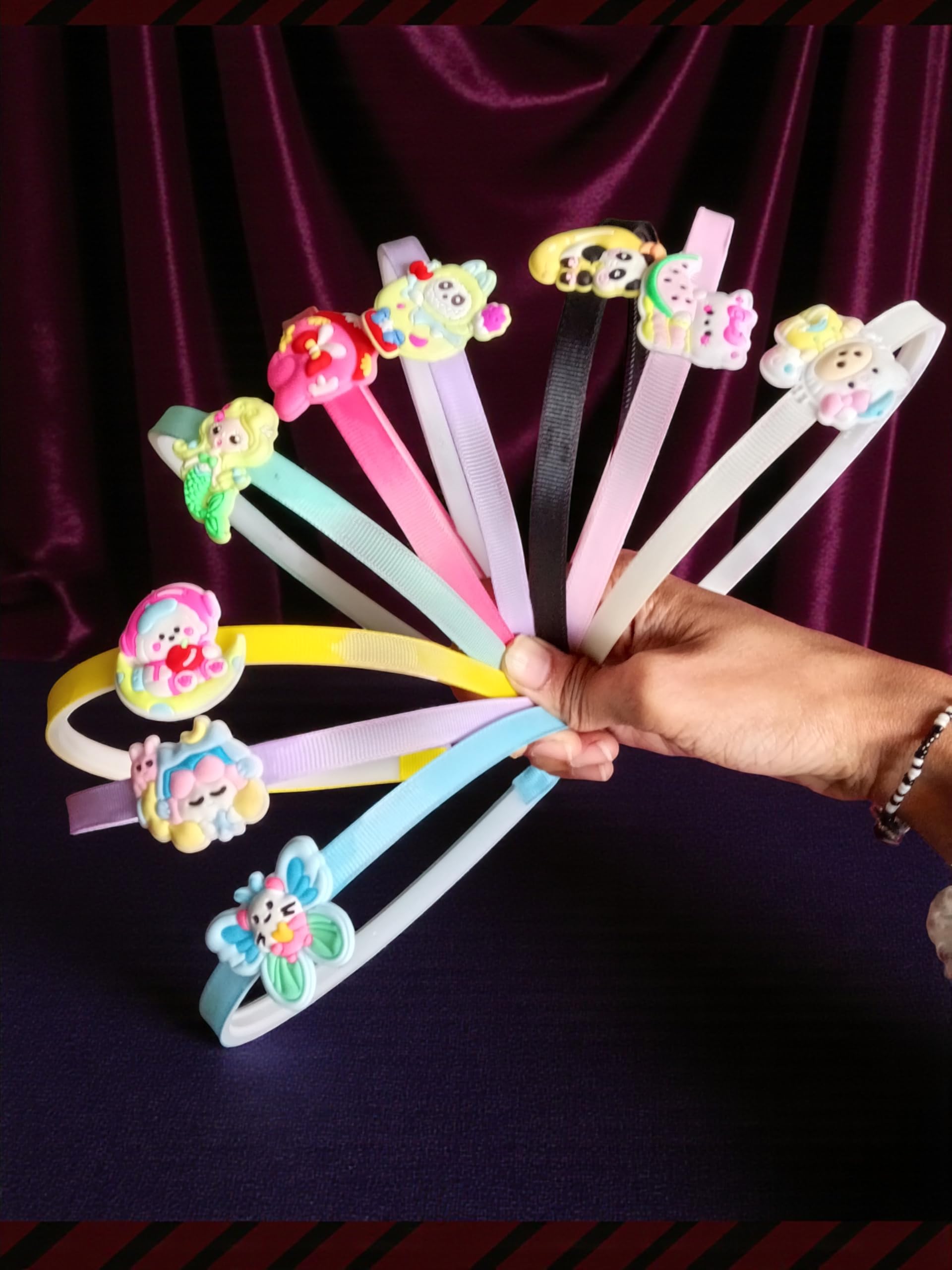 Neobaby Cute Cartoon Headbands, Colorful Ribbon Hair Bands Hair Accessories For Girls, Multicolor Set Of 6