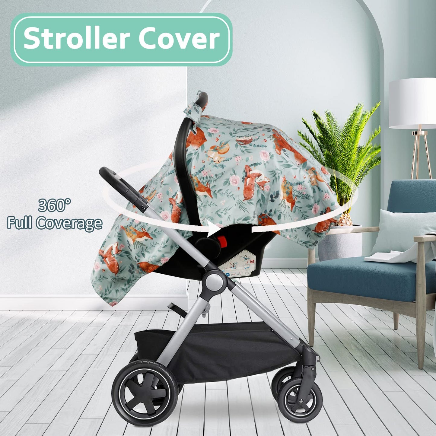 Tanofar Car Seat Cover Baby, Carseat Covers Baby Boy Girl, Peekaboo Opening Infant Car Seat Cover For Winter, Warm & Cozy, Woodl