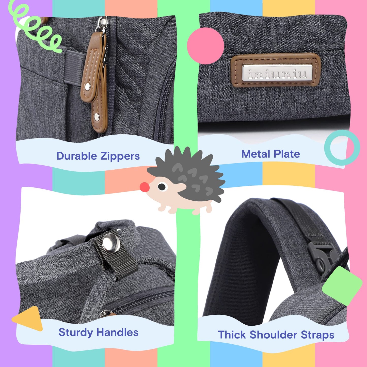 Iniuniu Diaper Bag Backpack, 4 In 1 Kit Large Unisex Baby Bags For Boys Girls, Waterproof Travel Back Pack With Diaper Pouch, Wa