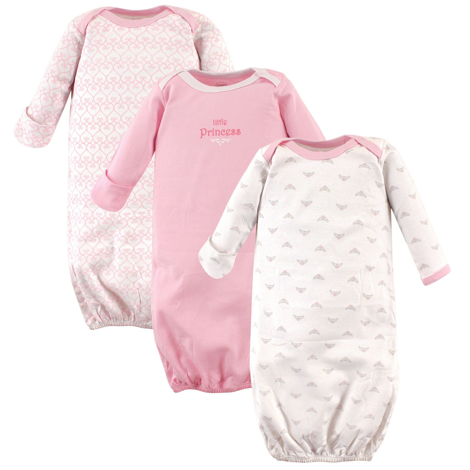 Luvable Friends Unisex Baby Cotton Gowns, Tiara, Preemie-Newborn