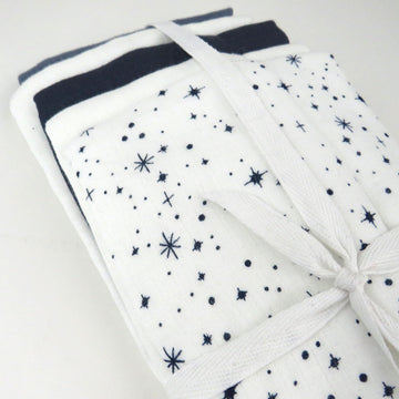 Honestbaby Organic Cotton Multi-Layer Burp Cloths Multipack, 5-Pack Twinkle Star White/Navy, One Size